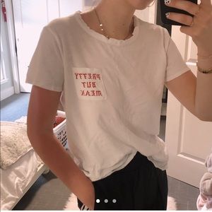 “pretty but mean” white destressed tshirt